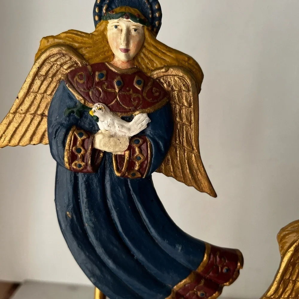 Gold and Blue Angel Candle Holders